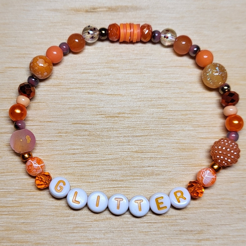 Orange Glitter- Taylor Friendship Bracelet, Size 8.25"